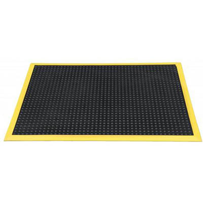 Image for ITALPLAST ANTI-FATIGUE BUBBLE MAT 1200 X 900MM BLACK/YELLOW BORDER from Angletons Office National