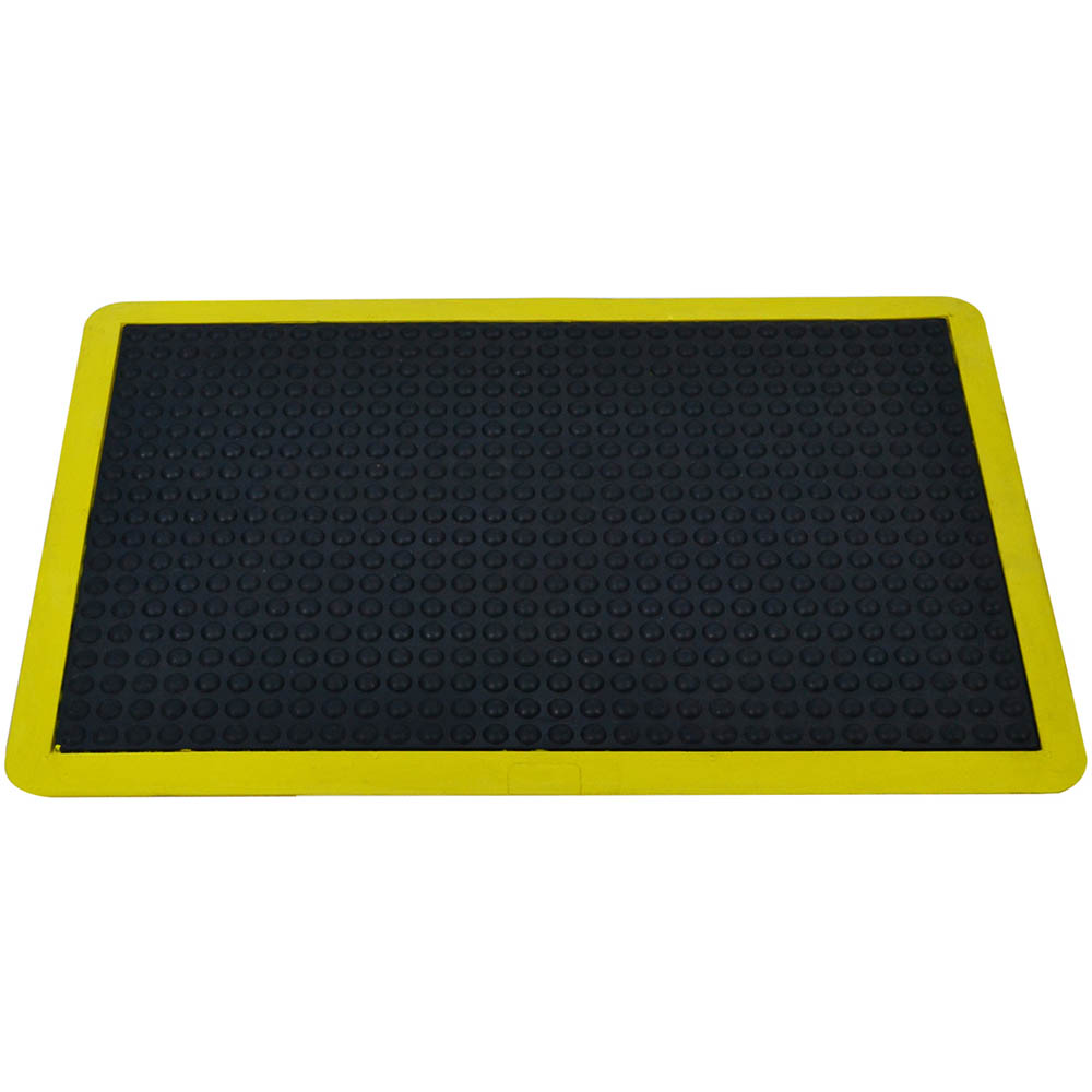 Image for ITALPLAST ANTI-FATIGUE BUBBLE MAT 600 X 900MM BLACK/YELLOW BORDER from Discount Office National