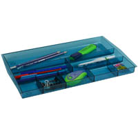 italplast drawer tidy 8 compartment tinted blue