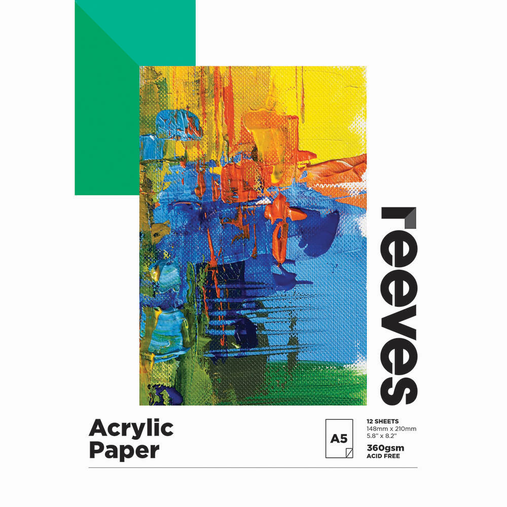 Image for REEVES ACRYLIC PAPER PAD 360GSM A5 WHITE 12 SHEETS from PaperChase Office National