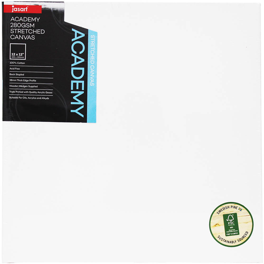 Image for JASART ACADEMY CANVAS THIN EDGE 12 X 12 INCH WHITE from PaperChase Office National