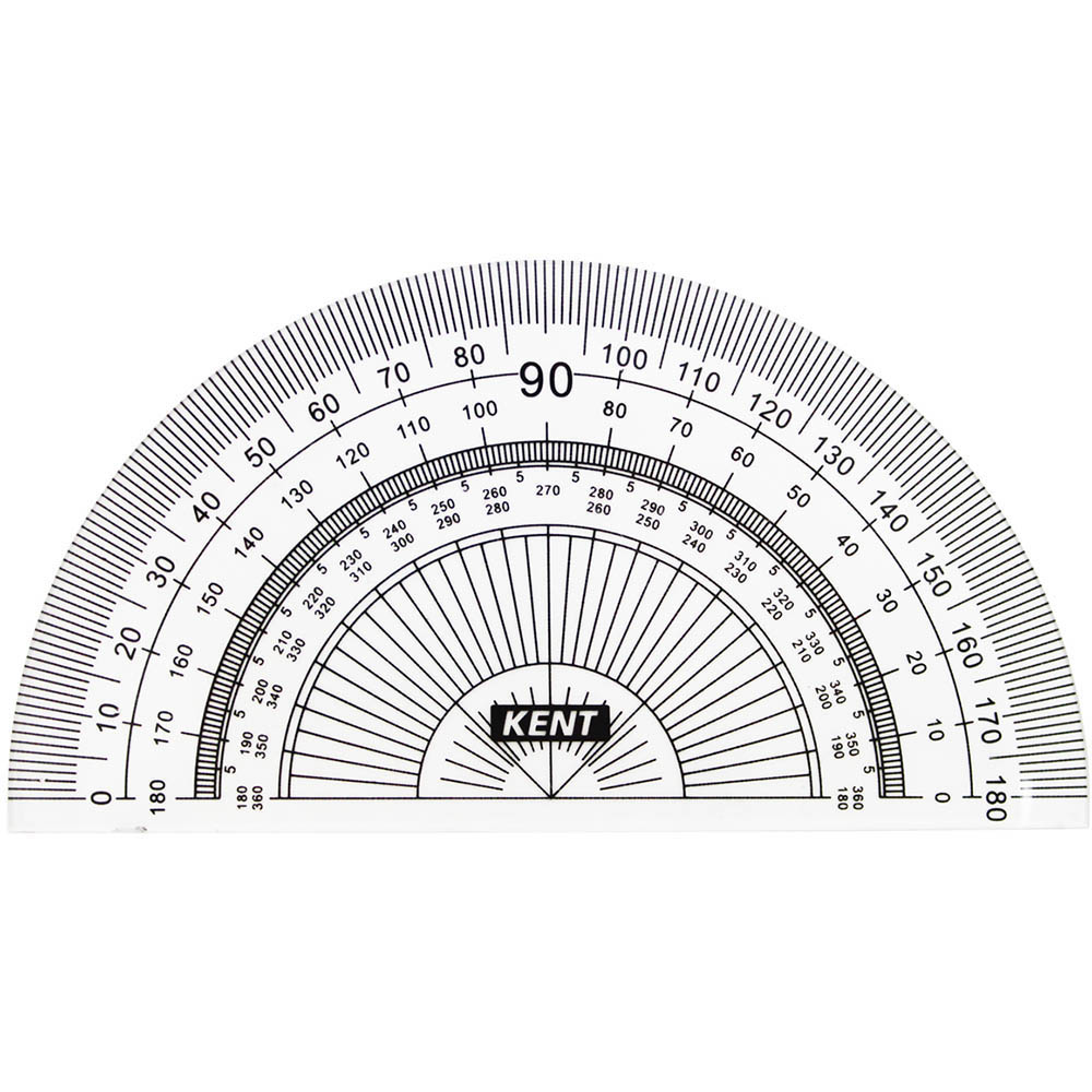 Image for KENT PROTRACTOR 180 DEGREES 100MM CLEAR from Ezi Office National Tweed