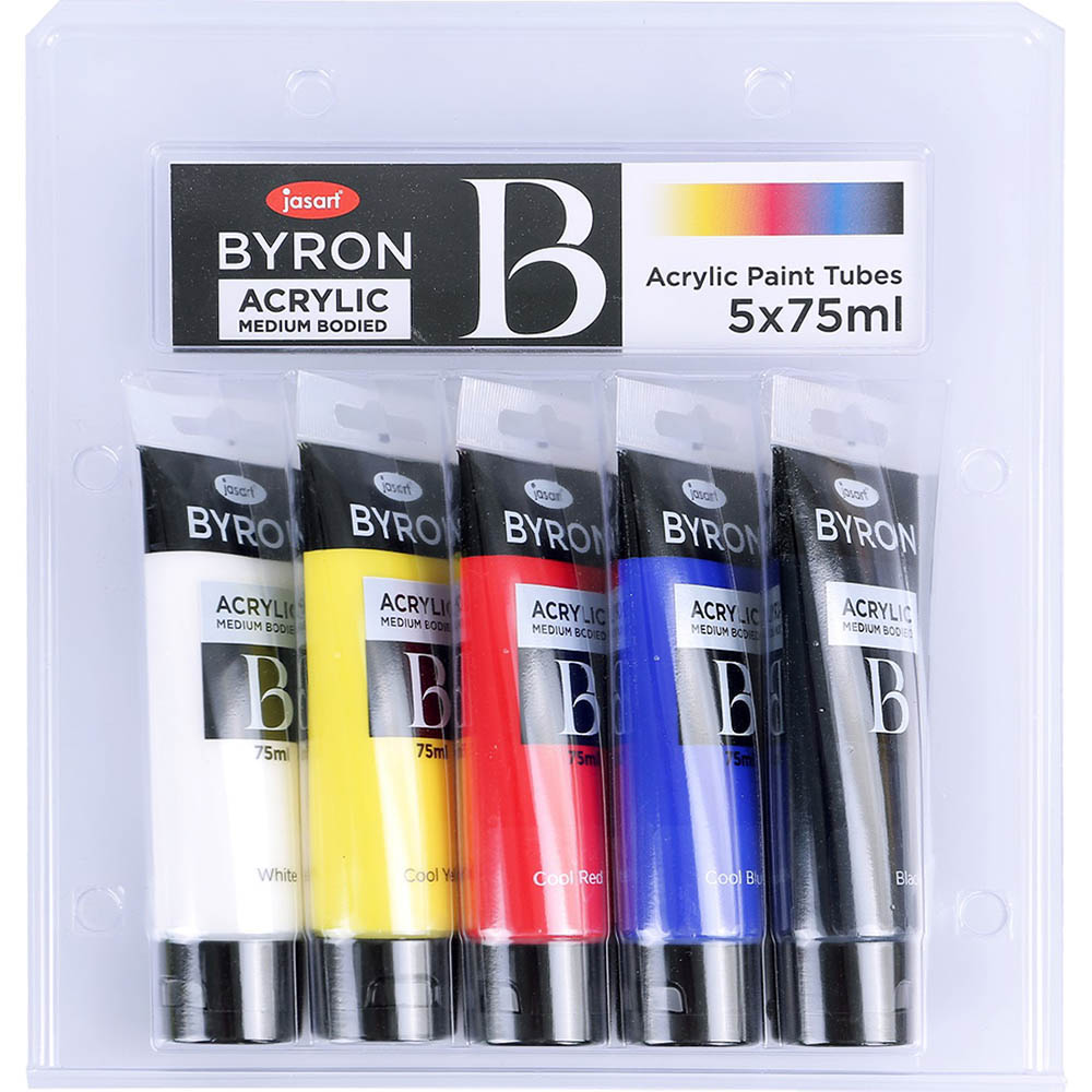 Image for JASART BYRON ACRYLIC PAINT 75ML PRIMARY COOL SET PACK 5 from Office National Capalaba