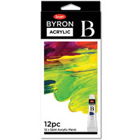 jasart byron acrylic paint 12ml assorted pack 12