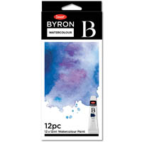 jasart byron watercolour paint 12ml assorted pack 12