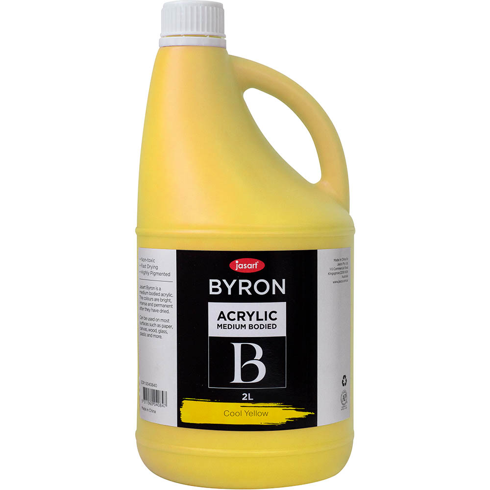 Image for JASART BYRON ACRYLIC PAINT 2 LITRE COOL YELLOW from Angletons Office National