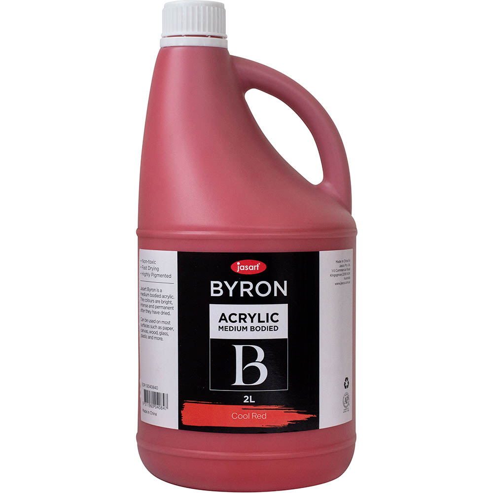 Image for JASART BYRON ACRYLIC PAINT 2 LITRE COOL RED from OFFICE NATIONAL CANNING VALE