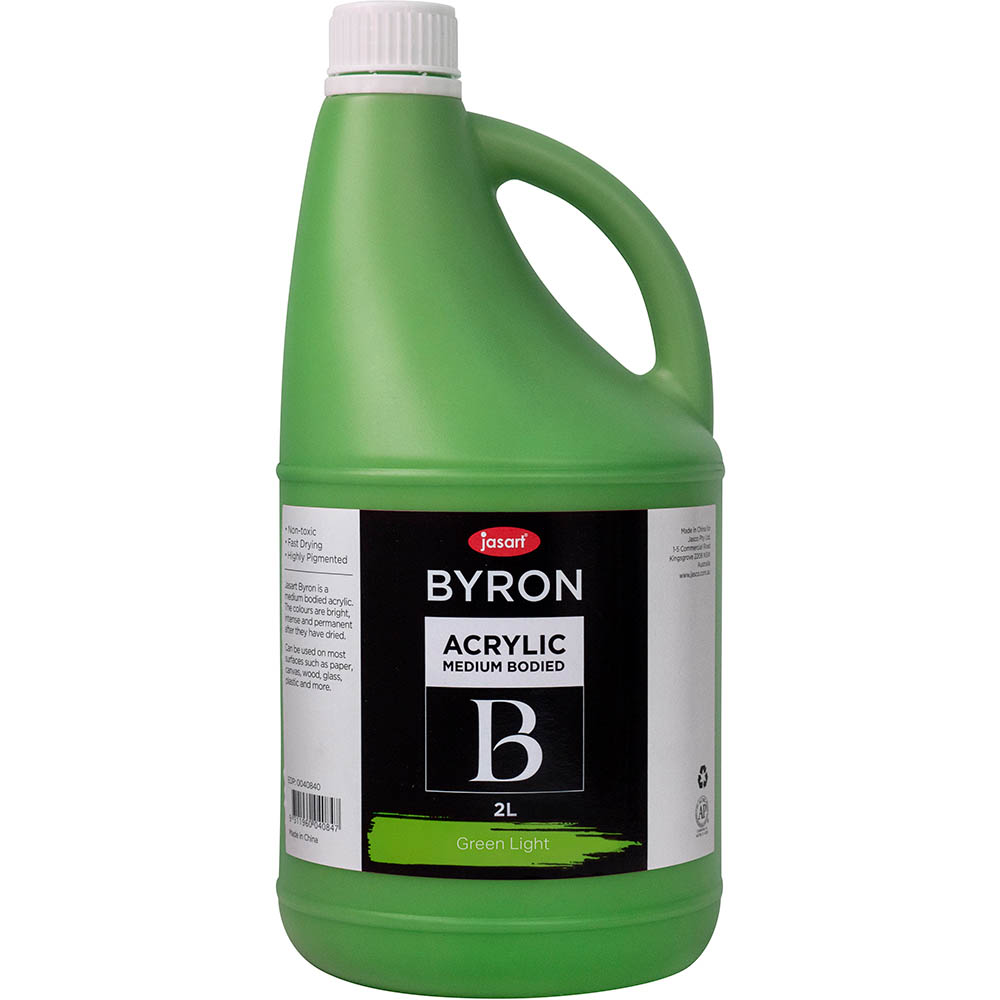 Image for JASART BYRON ACRYLIC PAINT 2 LITRE GREEN LIGHT from Emerald Office Supplies Office National