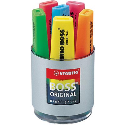 Image for STABILO BOSS HIGHLIGHTER CHISEL ASSORTED DESK CUP 6 from OFFICE NATIONAL CANNING VALE