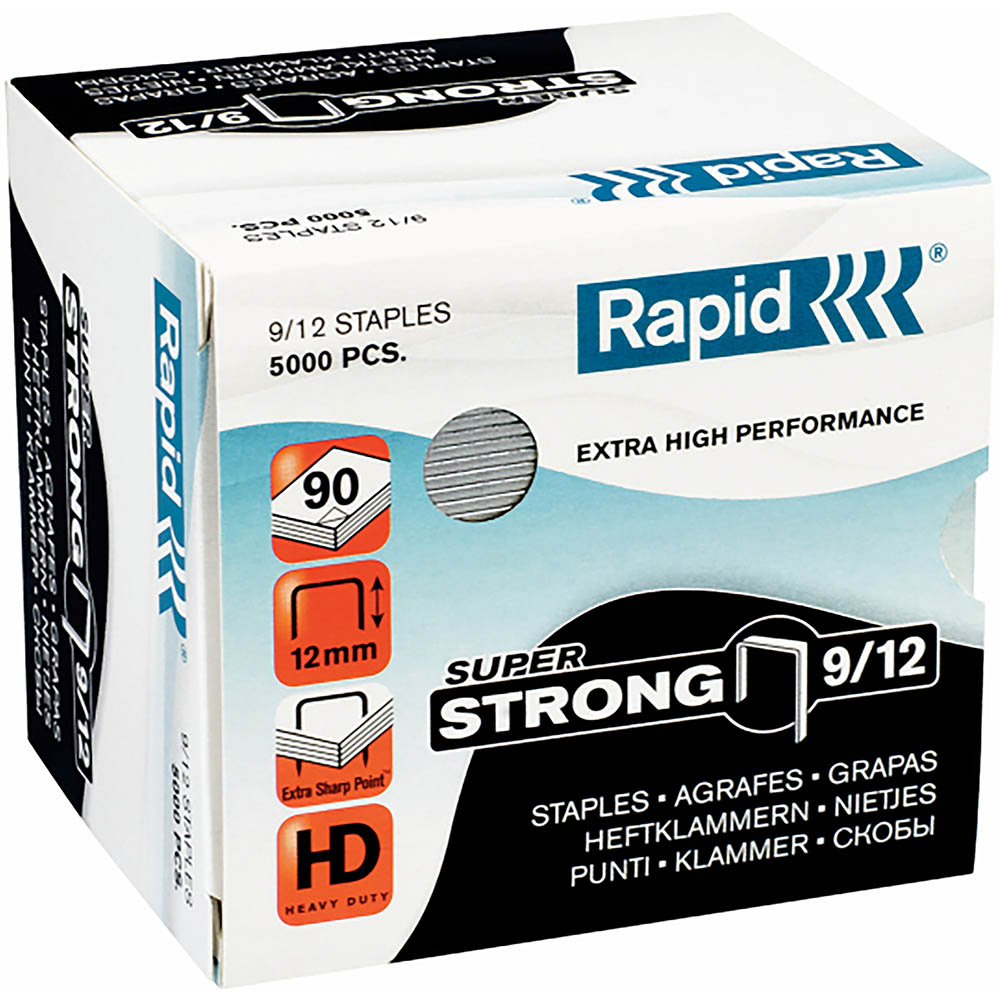 Image for RAPID EXTRA HIGH PERFORMANCE SUPER STRONG STAPLES 9/12 BOX 5000 from Coleman's Office National