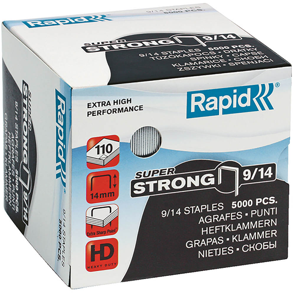 Image for RAPID EXTRA HIGH PERFORMANCE SUPER STRONG STAPLES 9/14 BOX 5000 from OFFICE NATIONAL CANNING VALE
