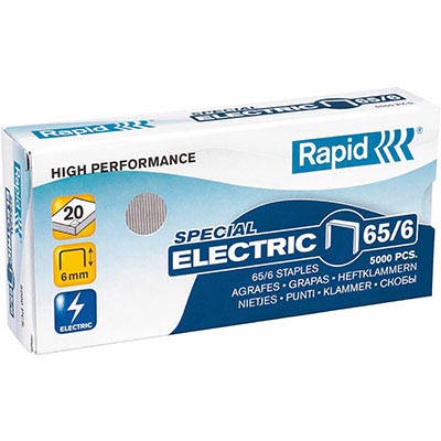 Image for RAPID HIGH PERFORMANCE SPECIAL ELECTRIC STAPLES 65/6 BOX 5000 from Premier Office National