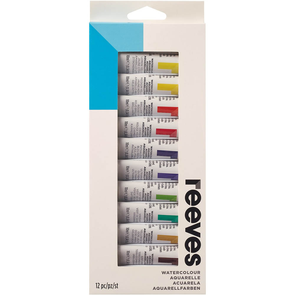 Image for REEVES WATERCOLOUR PAINT 10ML TUBE ASSORTED PACK 12 from Coleman's Office National