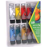 reeves premium acrylic paint 75ml tube assorted pack 10