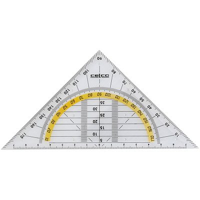 Image for CELCO 2-IN-1 SET SQUARE AND PROTRACTOR 140MM CLEAR from Surry Office National