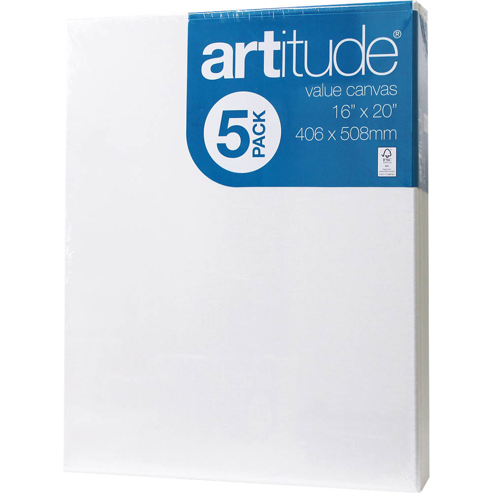 Image for ARTITUDE PAINT CANVAS 16 X 20 INCH WHITE PACK 5 from Angletons Office National
