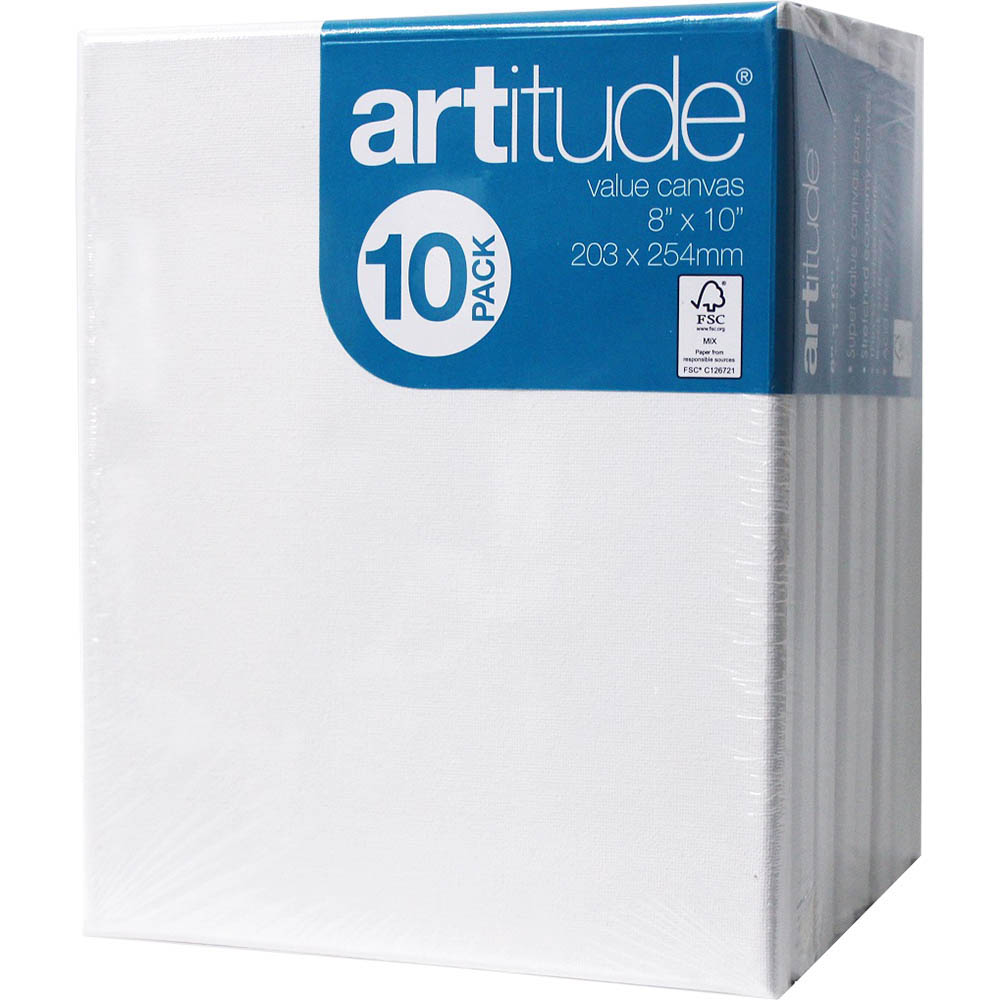 Image for ARTITUDE PAINT CANVAS 8 X 10 INCH WHITE PACK 10 from Mackay Business Machines (MBM) Office National