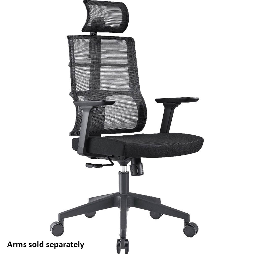 Image for SYLEX JEFFERSON EXECUTIVE CHAIR HIGH MESH BACK BLACK from Angletons Office National