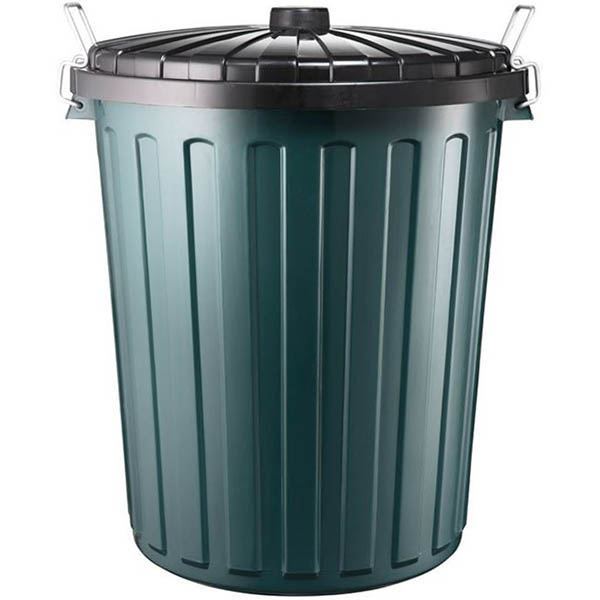 Image for OATES PLASTIC GARBAGE BIN WITH LID 75 LITRE BLACK from Office National Balcatta