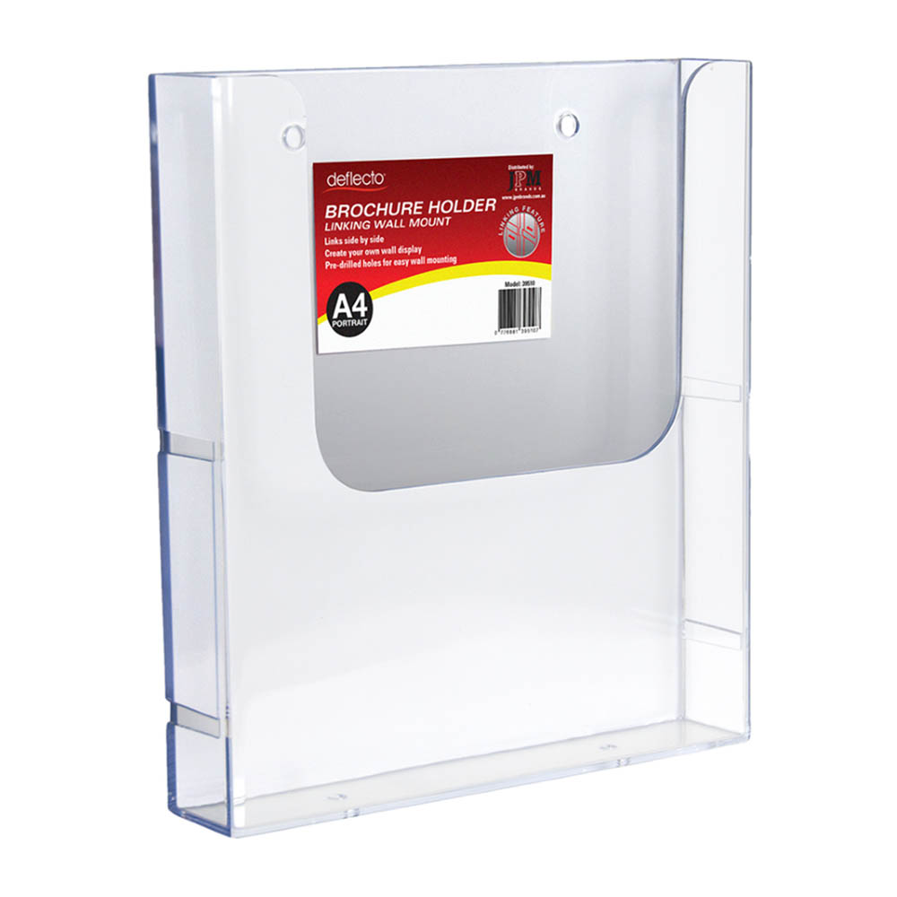 Image for DEFLECTO BROCHURE HOLDER WALL MOUNT LINKING A4 CLEAR from Angletons Office National