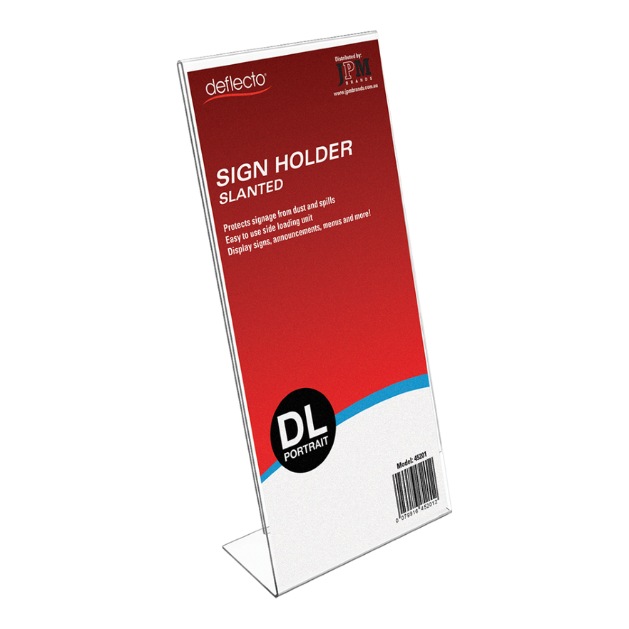 Image for DEFLECTO SIGN HOLDER SLANTED PORTRAIT DL CLEAR from PaperChase Office National