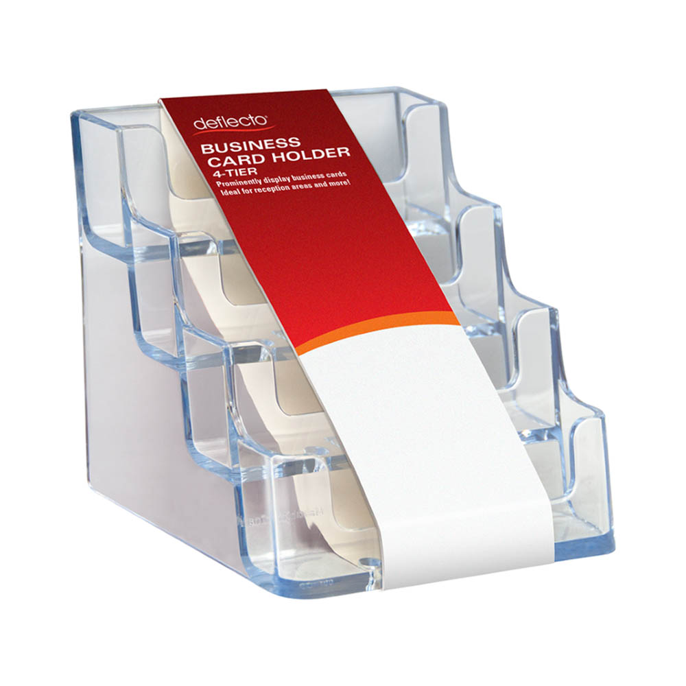 Image for DEFLECTO BUSINESS CARD HOLDER LANDSCAPE 4-TIER CLEAR from Office National