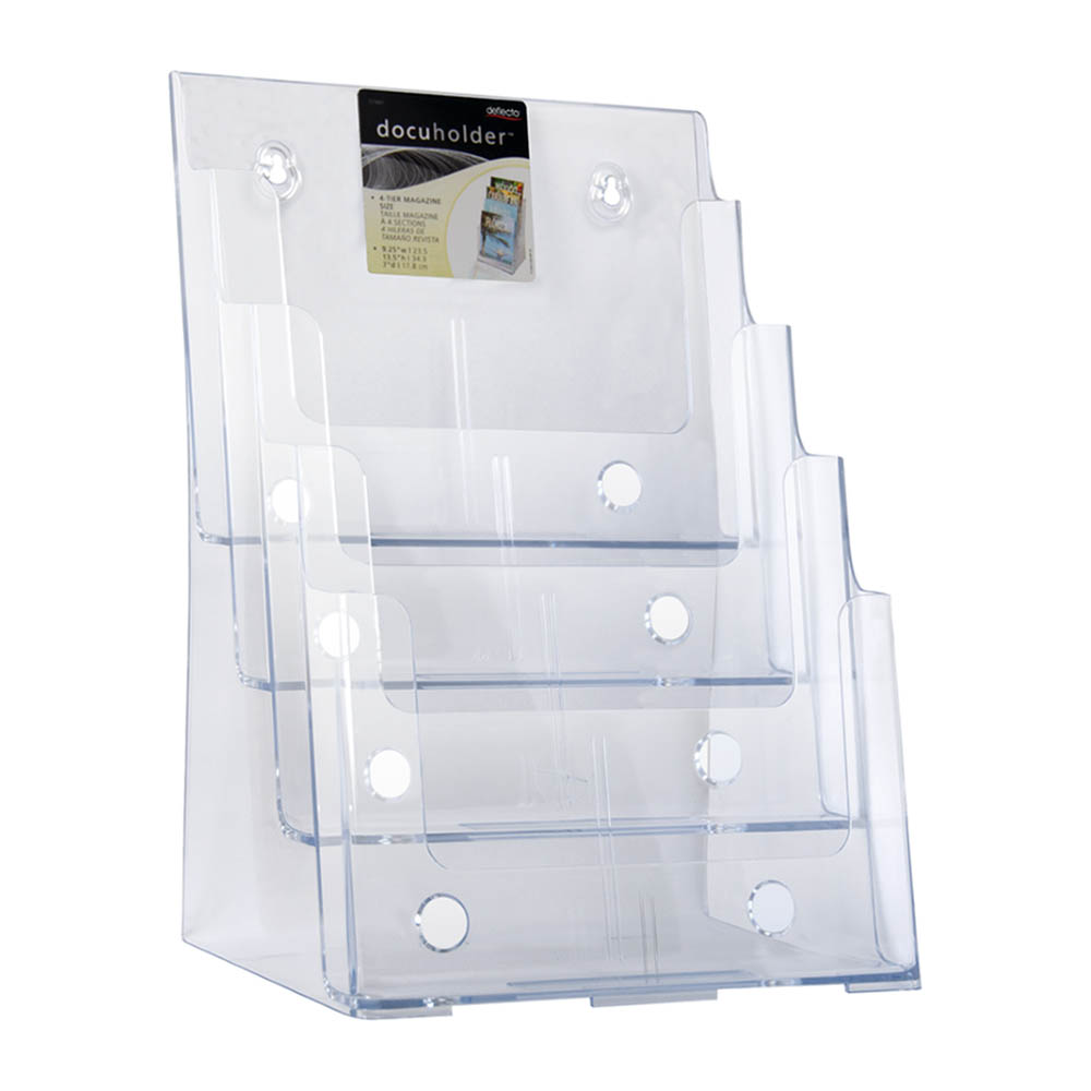 Image for DEFLECTO BROCHURE HOLDER 4 POCKE 4-TIER A4 CLEAR from Office National Barossa