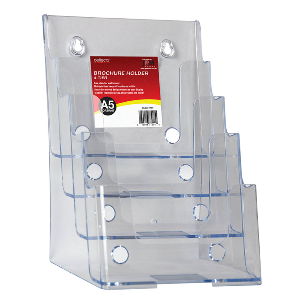 Image for DEFLECTO BROCHURE HOLDER 4-TIER A5 CLEAR from Officebarn Office National