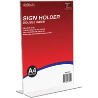 deflecto blueprint sign holder t-shape double sided portrait a4 clear
