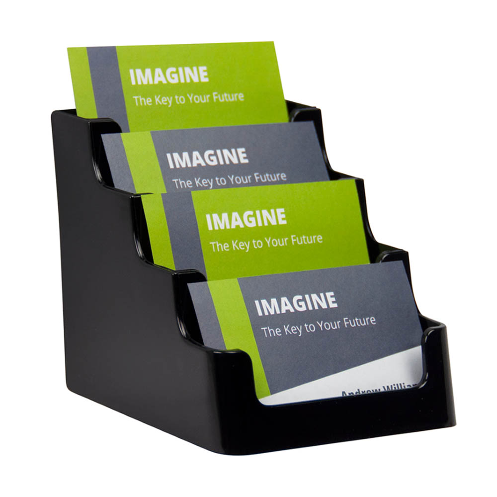 Image for DEFLECTO BUSINESS CARD HOLDER RECYCLED LANDSCAPE 4-TIER BLACK from Aztec Office National