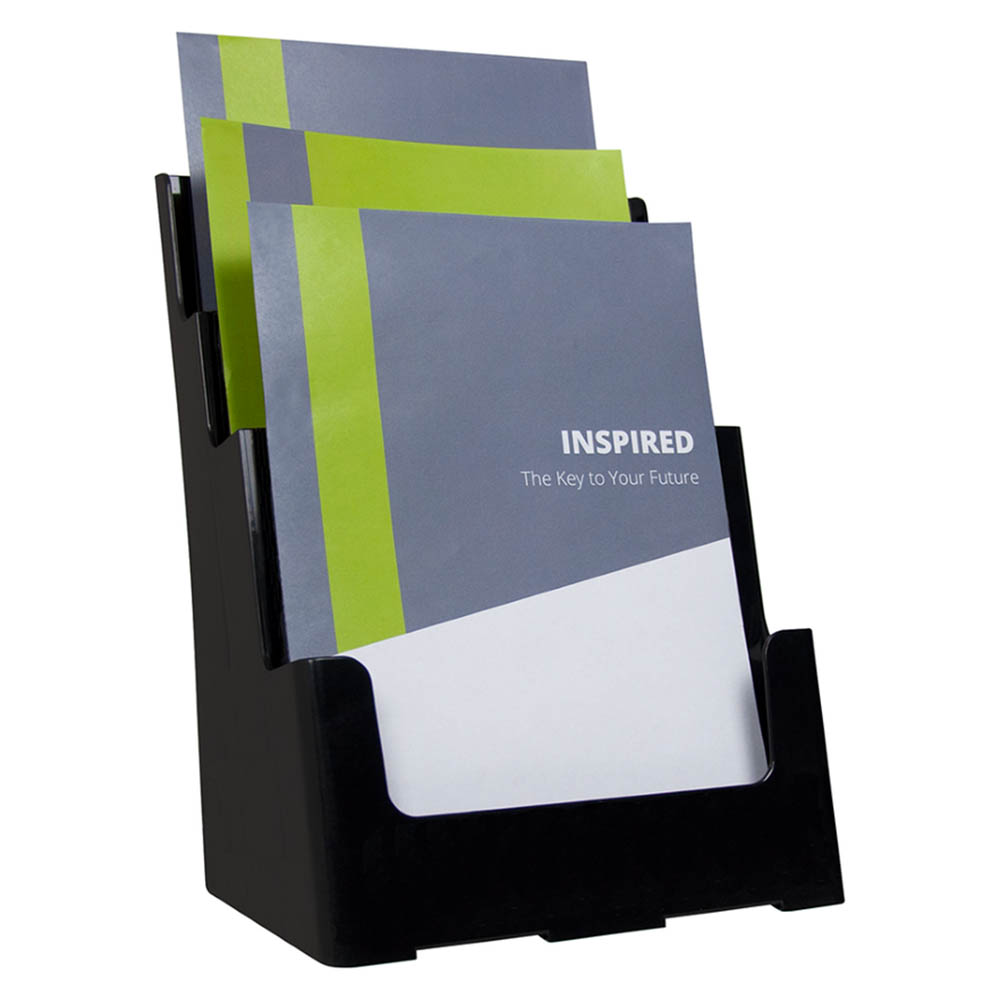 Image for DEFLECTO BROCHURE HOLDER RECYCLED 3-TIER A4 BLACK from Office National