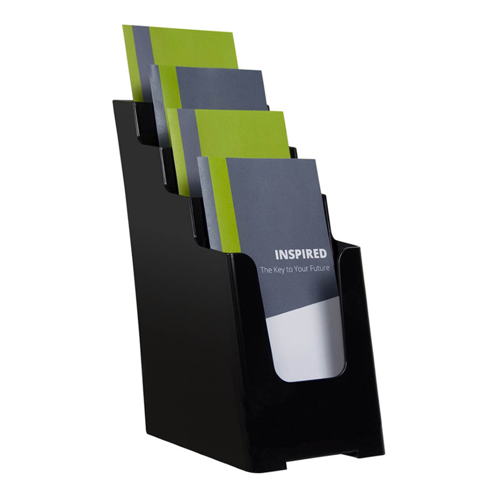 Image for DEFLECTO BROCHURE HOLDER RECYCLED 4-TIER DL BLACK from Aztec Office National