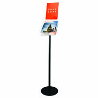 deflecto brochure display stand with sign holder a4 clear/black