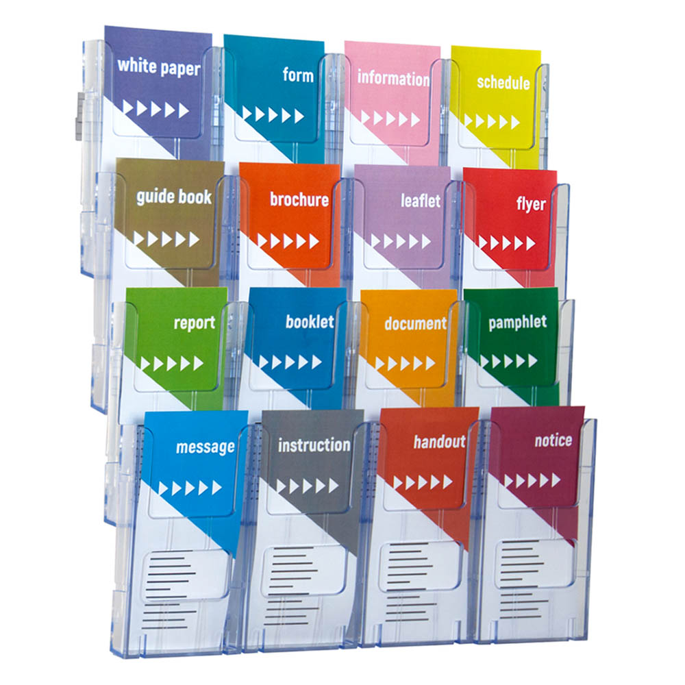 Image for DEFLECTO LIT-LOC BROCHURE HOLDER WALL DISPLAY 3-TIER 16 X DL CLEAR from Office National