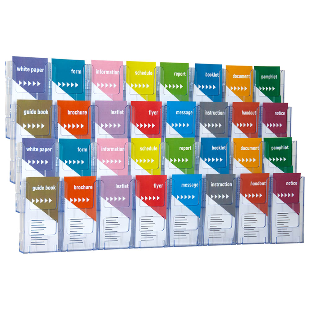 Image for DEFLECTO LIT-LOC BROCHURE HOLDER WALL DISPLAY 3-TIER 32 X DL CLEAR from Office National