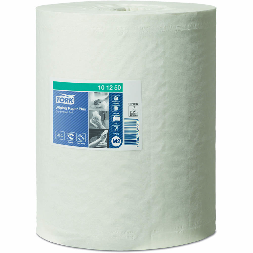 Image for TORK 101250 M2 CENTERFEED WIPING PAPER PLUS 160M WHITE from Aztec Office National