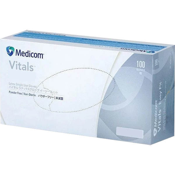 Image for MEDICOM VITALS VINYL POWDER FREE GLOVES BLUE MEDIUM PACK 100 from Office National
