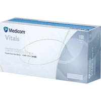 medicom vitals vinyl powder free gloves blue medium pack 100