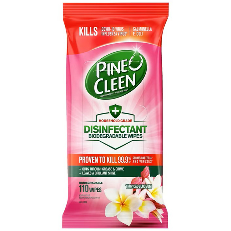 Image for PINE O CLEEN DISINFECTANT SURFACE WIPES TROPICAL BLOSSOM PACK 110 from Surry Office National