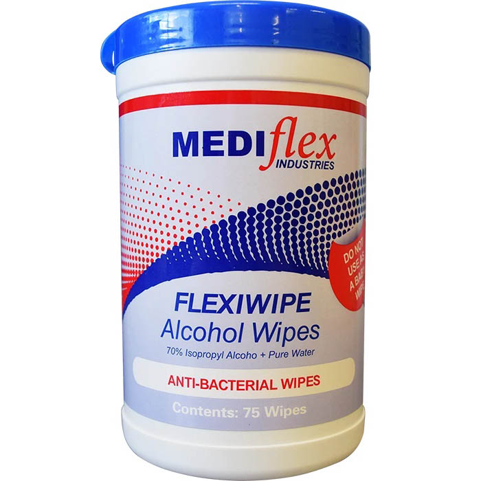 Image for MEDIFLEX FLEXIWIPE ALCOHOL WIPES TUB 75 WIPES from Aztec Office National Melbourne