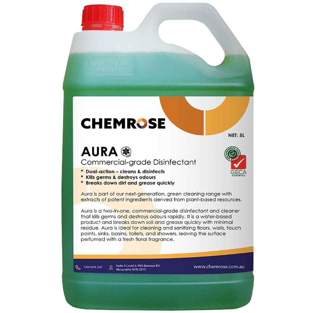 Image for CHEMROSE AURA DISINFECTANT CLEANER 5 LITRE from Aztec Office National