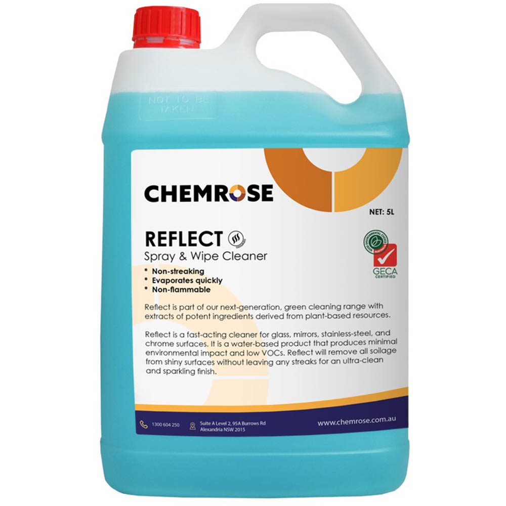 Image for CHEMROSE REFLECT SPRAY & WIPE GLASS CLEANER 5 LITRE from OFFICE NATIONAL CANNING VALE