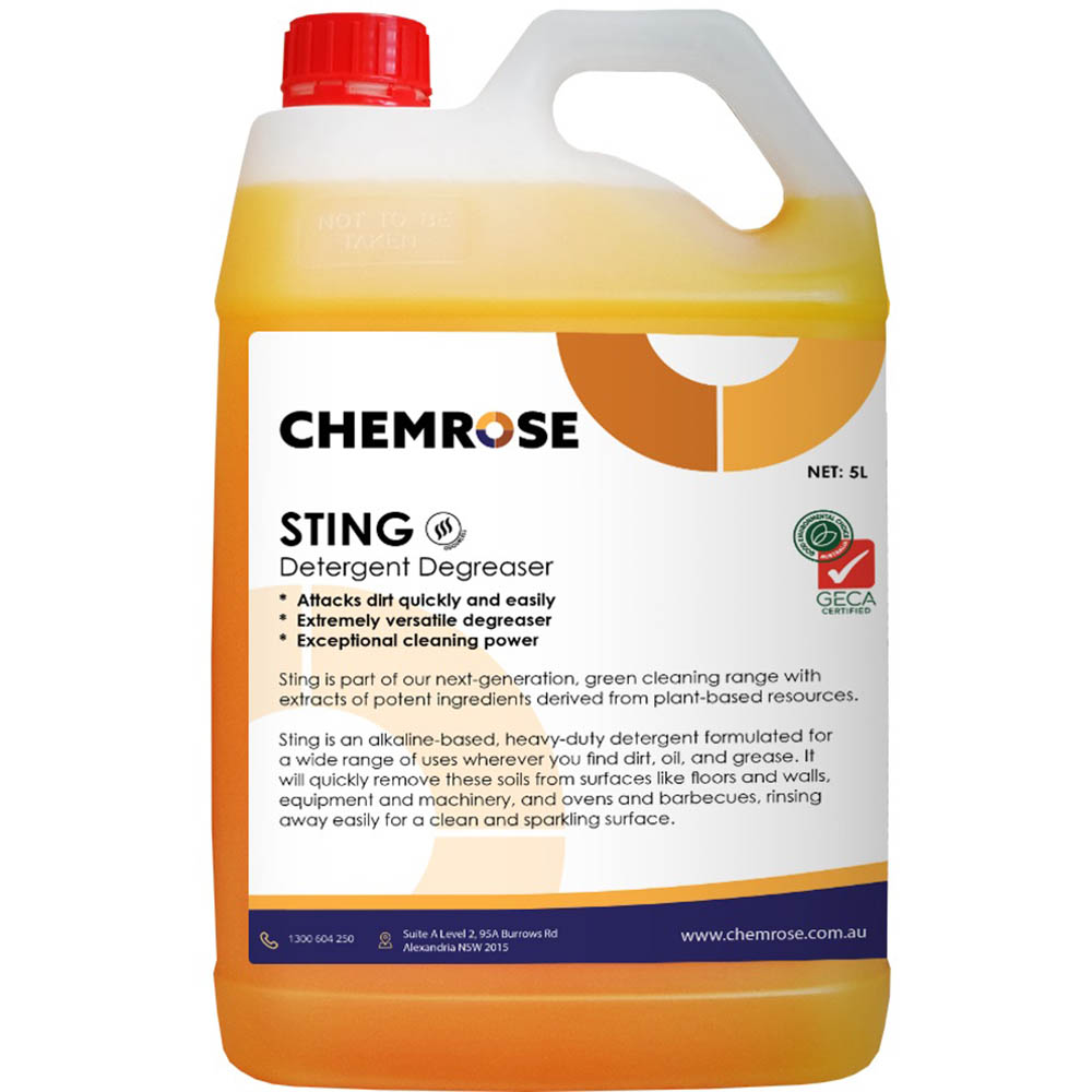 Image for CHEMROSE STING DEGREASER DETERGENT 5 LITRE from Emerald Office Supplies Office National