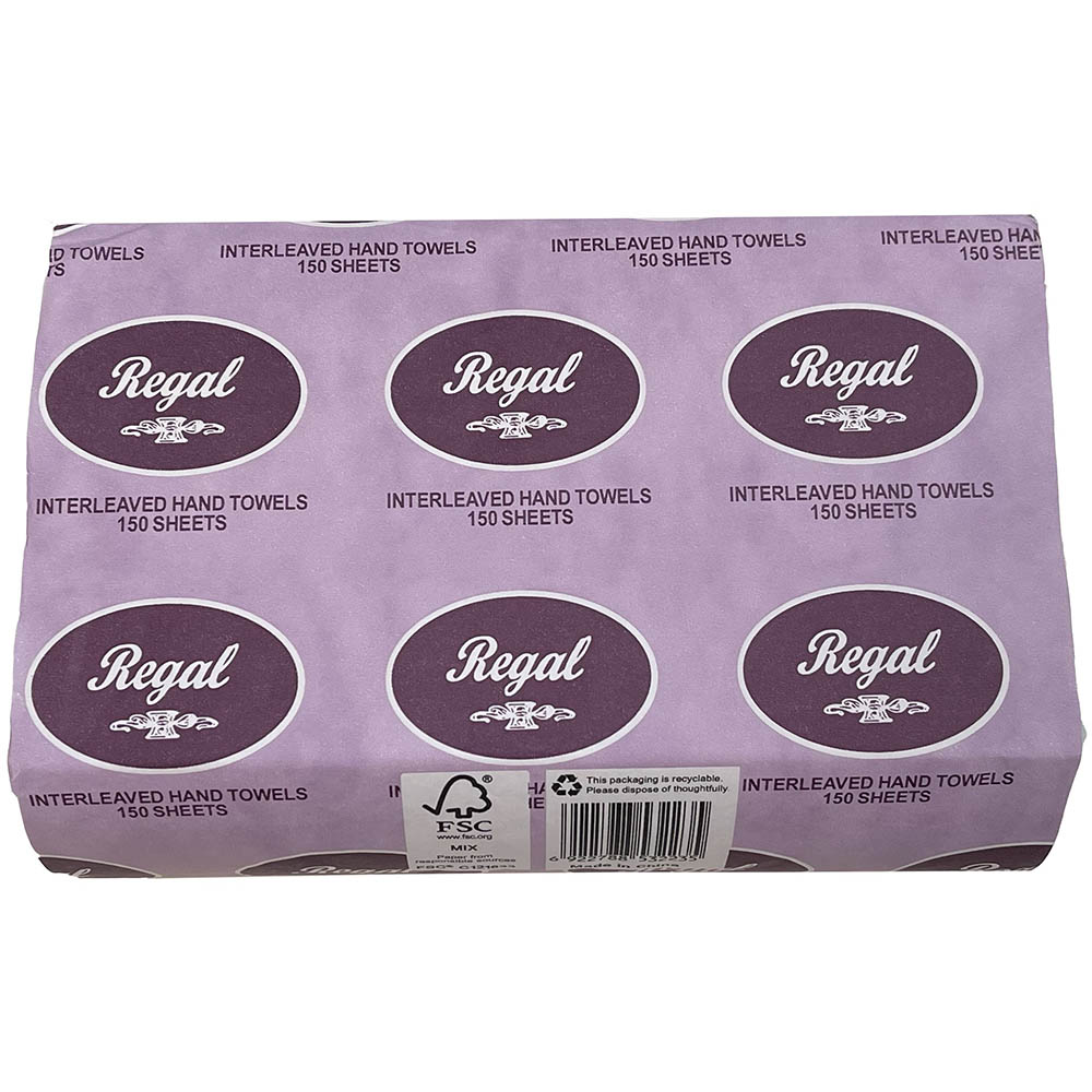 Image for REGAL INTERLEAVED HAND TOWEL 220 X 230MM 150 SHEET WHITE from Office National Barossa