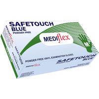 safetouch vinyl powder free disposable gloves medium blue pack 100