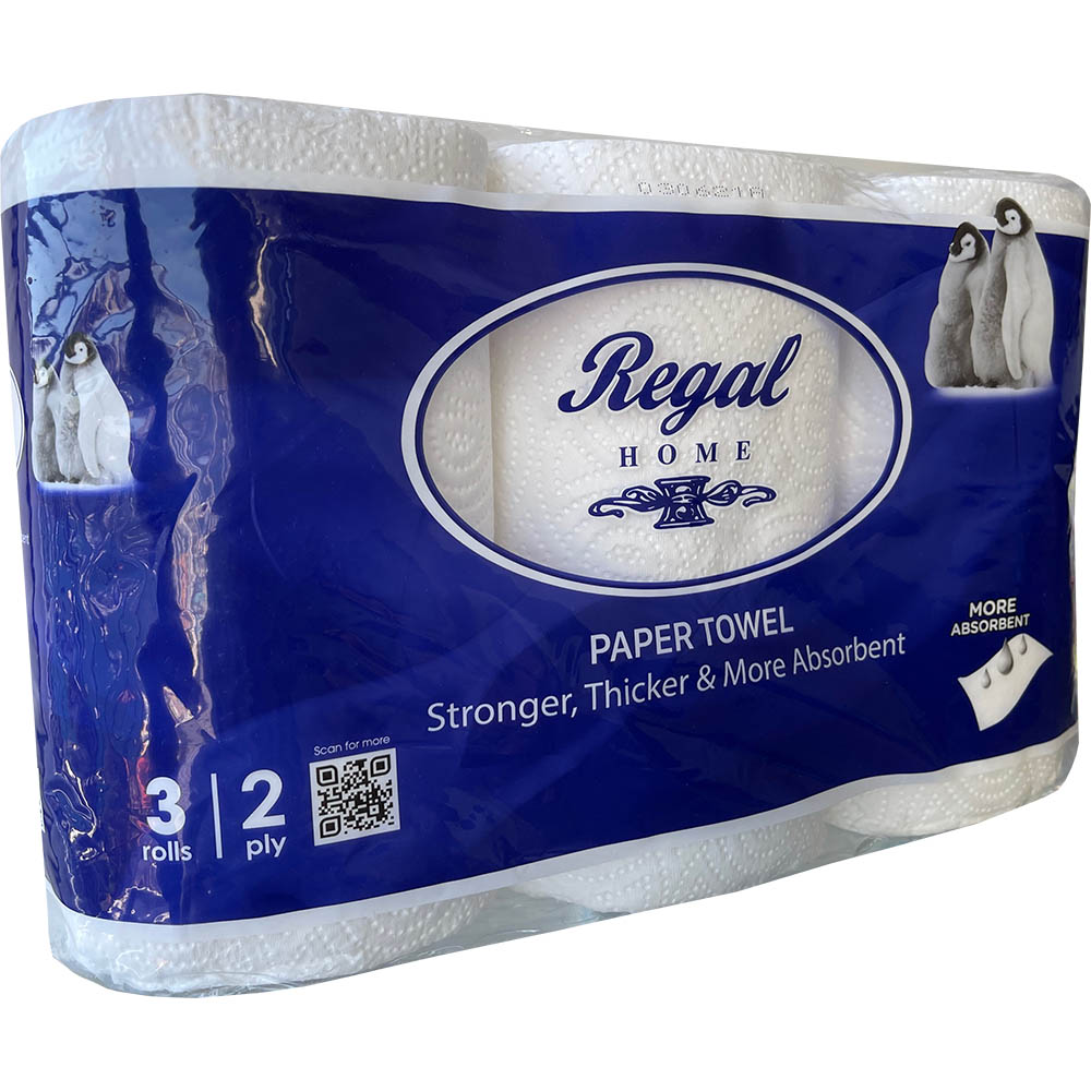 Image for REGAL KITCHEN TOWEL 2-PLY 60 SHEET WHITE PACK 3 from Two Bays Office National