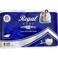 regal virgin toilet roll 3-ply 300 sheet white pack 6