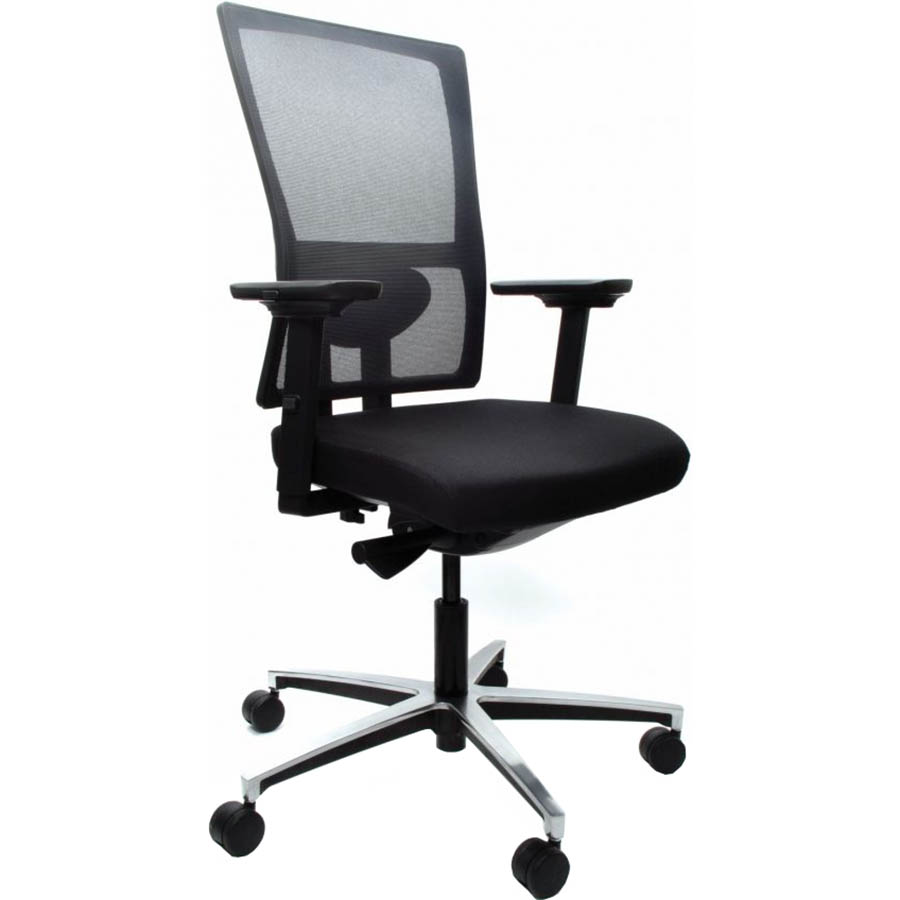 Image for DAL KODA CHAIR HIGH MESH BACK AND SLIDING SEAT ARMS POLISHED ALUMINIUM BASE BLACK from Office National Sydney Stationery