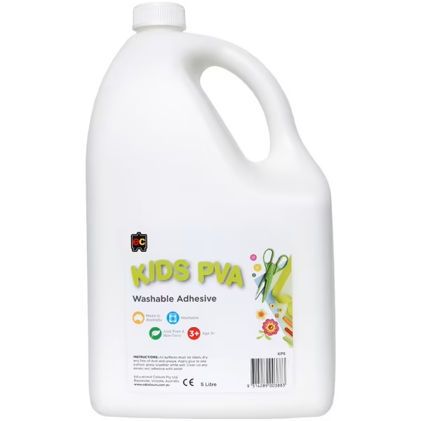Image for EDUCATIONAL COLOURS KIDS PVA GLUE 5 LITRE from Ezi Office Supplies Gold Coast Office National