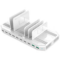 klik mcs1096 10 multi-port usb desktop charging station white